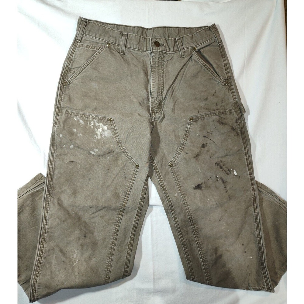 MENS 32x34 VTG Carhartt B195 LBR Double Knee Canvas Work Dungaree Fit Pants